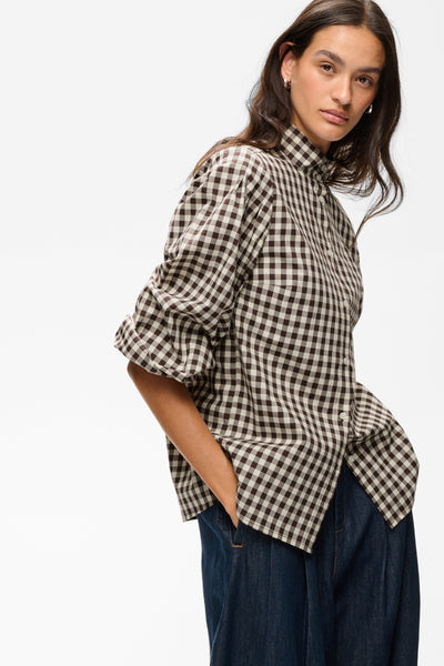 In Wear Haima Gingham Shirt, Chocolate/Cream