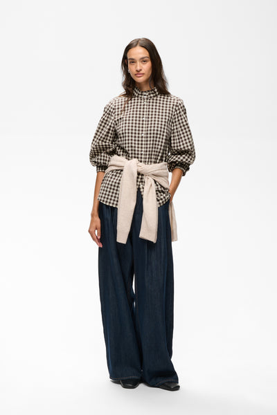 In Wear Haima Gingham Shirt, Chocolate/Cream