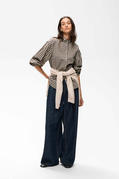 In Wear Haima Gingham Shirt, Chocolate/Cream