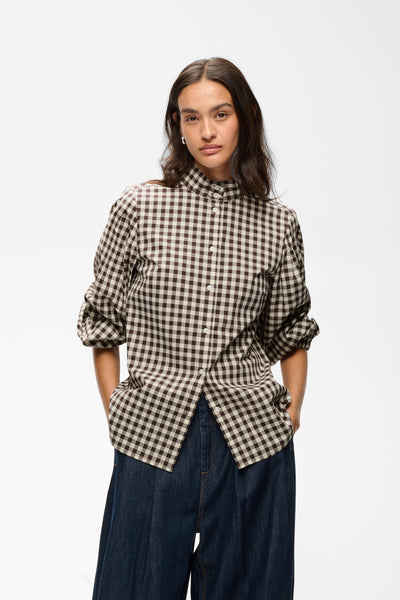 In Wear Haima Gingham Shirt, Chocolate/Cream