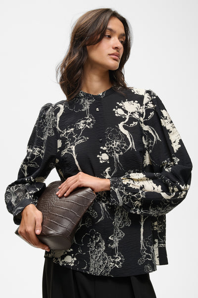 In Wear Makenna Blouse, Brown/Pink Tree Garden