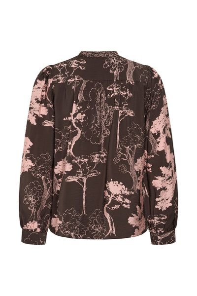 In Wear Makenna Blouse, Brown/Pink Tree Garden