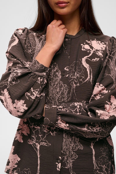 In Wear Makenna Blouse, Brown/Pink Tree Garden