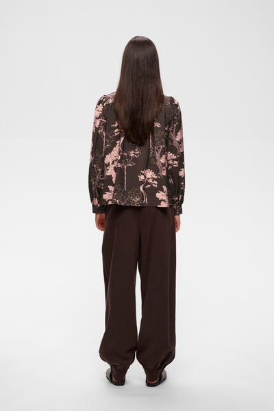 In Wear Makenna Blouse, Brown/Pink Tree Garden
