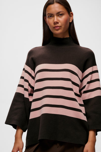 In Wear Tilda Knit, Chocolate and Pink stripe