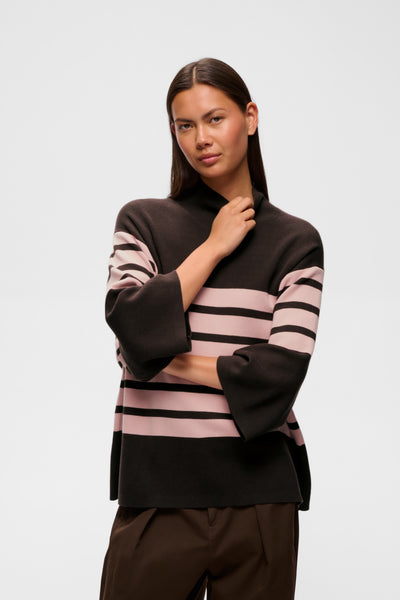 In Wear Tilda Knit, Chocolate and Pink stripe