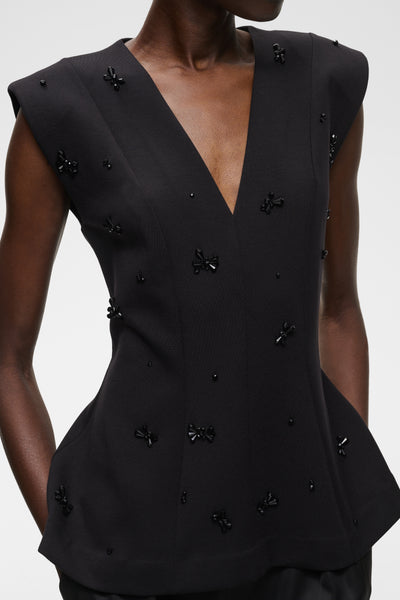 InWear Baya Vincent Top, Black Flower Sequins