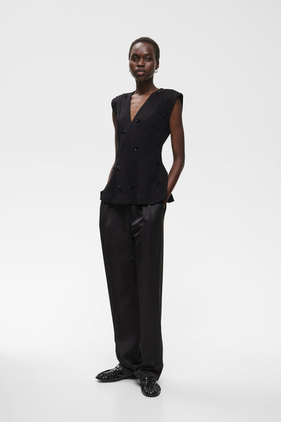 InWear Baya Vincent Top, Black Flower Sequins