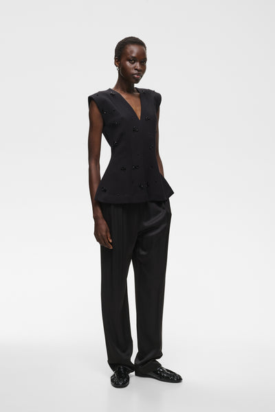 InWear Baya Vincent Top, Black Flower Sequins