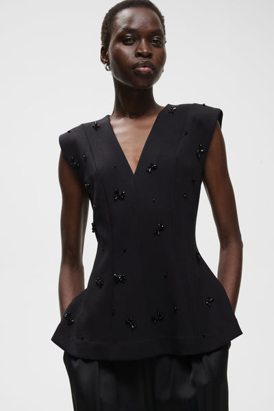 InWear Baya Vincent Top, Black Flower Sequins