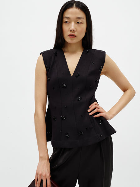 InWear Baya Vincent Top, Black Flower Sequins