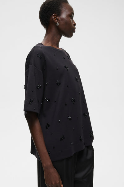 InWear Baya Pannie Top, Black Sequin Flower