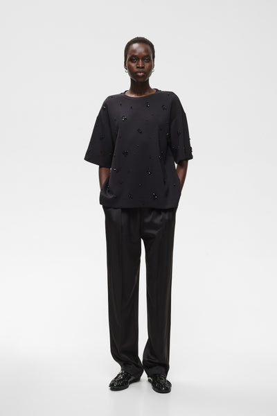 InWear Baya Pannie Top, Black Sequin Flower