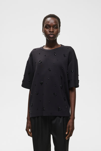InWear Baya Pannie Top, Black Sequin Flower