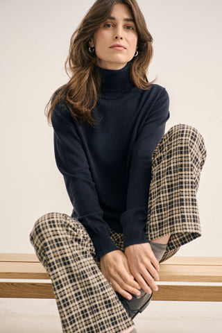 Part Two Ilisan Check Trousers, Dark Navy