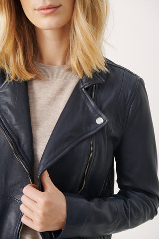 Part Two Frances Leather Jacket, Dark Navy