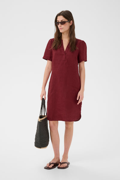 Part Two Aminase Linen Dress, Burnt Russet