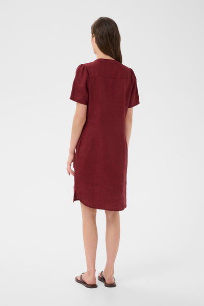 Part Two Aminase Linen Dress, Burnt Russet