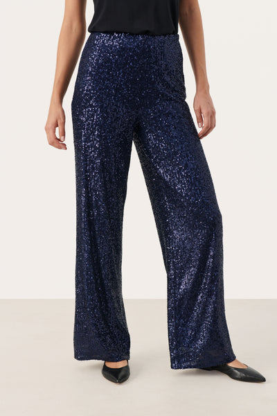 Part Two Tatiana Sequin Trouser, Midnight Sail