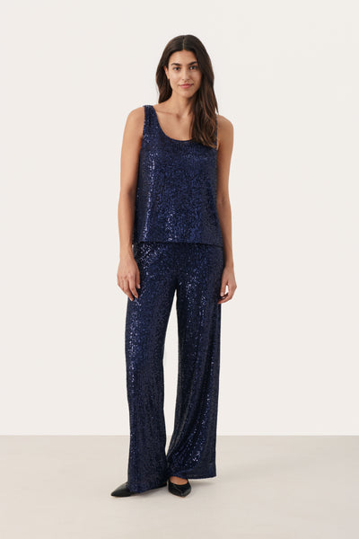 Part Two Tamana Sequin Top, Midnight Sail