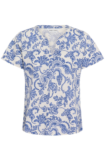 Part Two Gesinas T-Shirt, Blue Dot Paisley