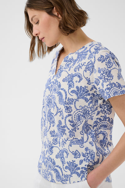 Part Two Gesinas T-Shirt, Blue Dot Paisley