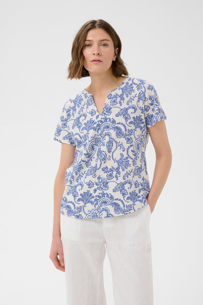 Part Two Gesinas T-Shirt, Blue Dot Paisley