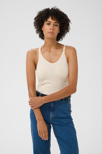 Part Two Hydda Top, Cream/Whitecap Grey