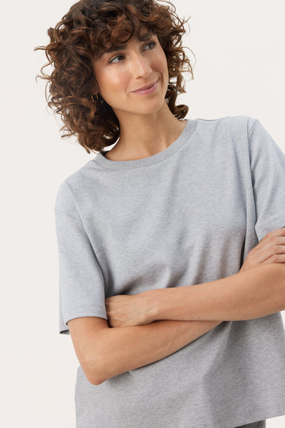 Part Two Anne T-Shirt, Light Grey Melange