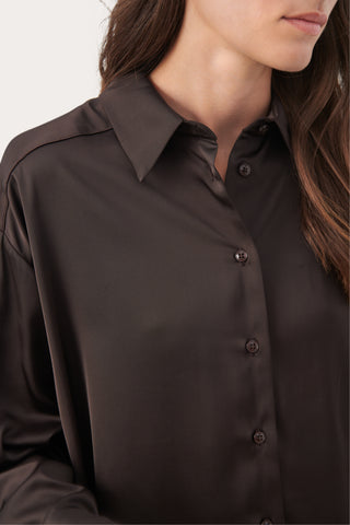 Part Two Diem Satin Shirt, Chocolate