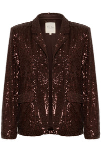 Part Two Darina Sequin Blazer, Chocolate