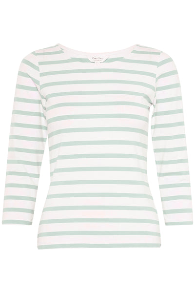 Part Two Emel Stripe Top, Cameo Green & White