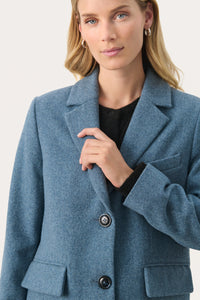 Part Two Leanette Single Breasted Wool Coat, Blue