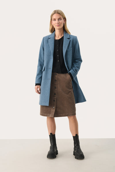 Part Two Leanette Single Breasted Wool Coat, Blue