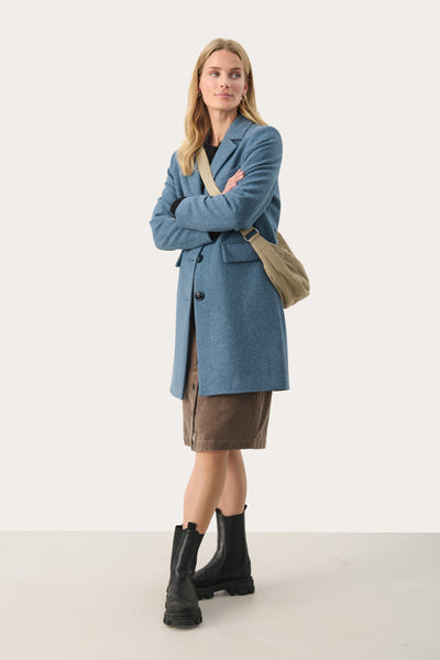 Part Two Leanette Single Breasted Wool Coat, Blue