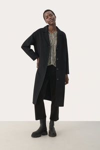 Part Two Unlined Wool Coat, Black