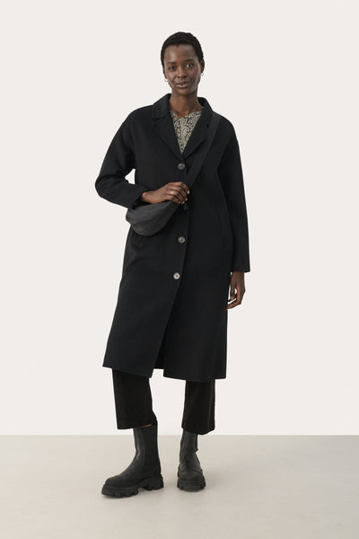 Part Two Unlined Wool Coat, Black