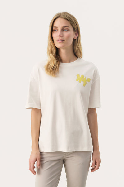 Part Two Jamina T-shirt, Tofu with Yellow Frame Print