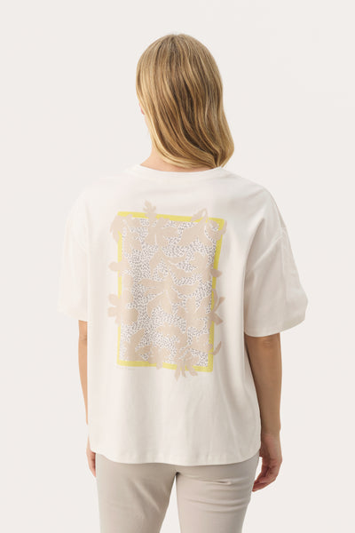 Part Two Jamina T-shirt, Tofu with Yellow Frame Print