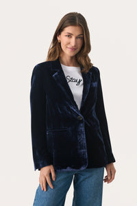 Part Two Loretta Velvet Blazer, Navy