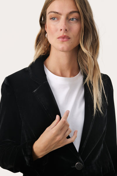 Part Two Loretta Velvet Blazer, Black