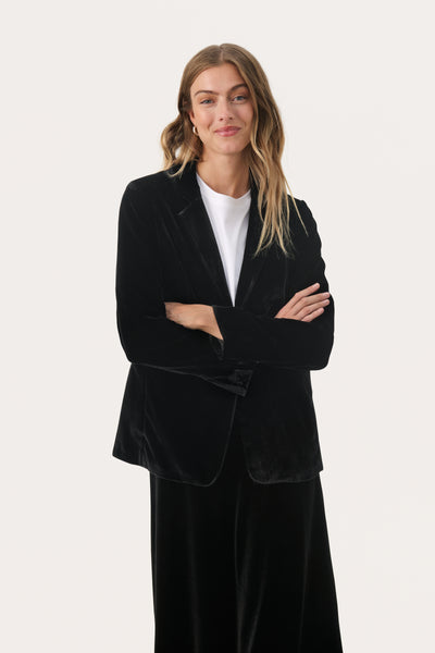 Part Two Loretta Velvet Blazer, Black