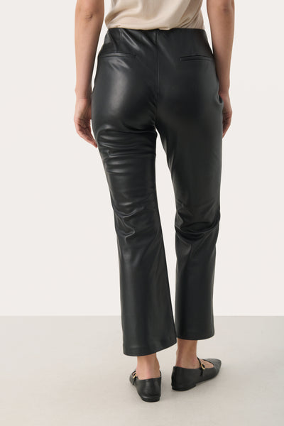 Part Two Lorenza Vegan Leather Cropped Trousers, Black