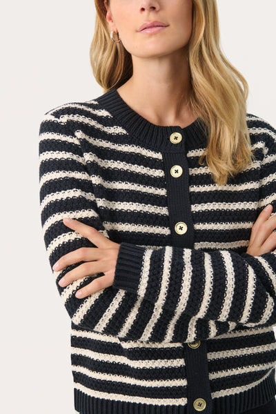 Part Two Leonida Cardigan, Dark Navy and Cream