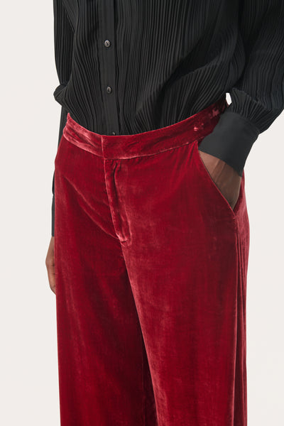 Part Two Ninnea Velvet Trousers, Rhythmic Red