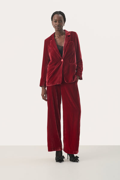 Part Two Ninnea Velvet Trousers, Rhythmic Red