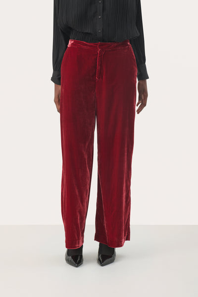 Part Two Ninnea Velvet Trousers, Rhythmic Red