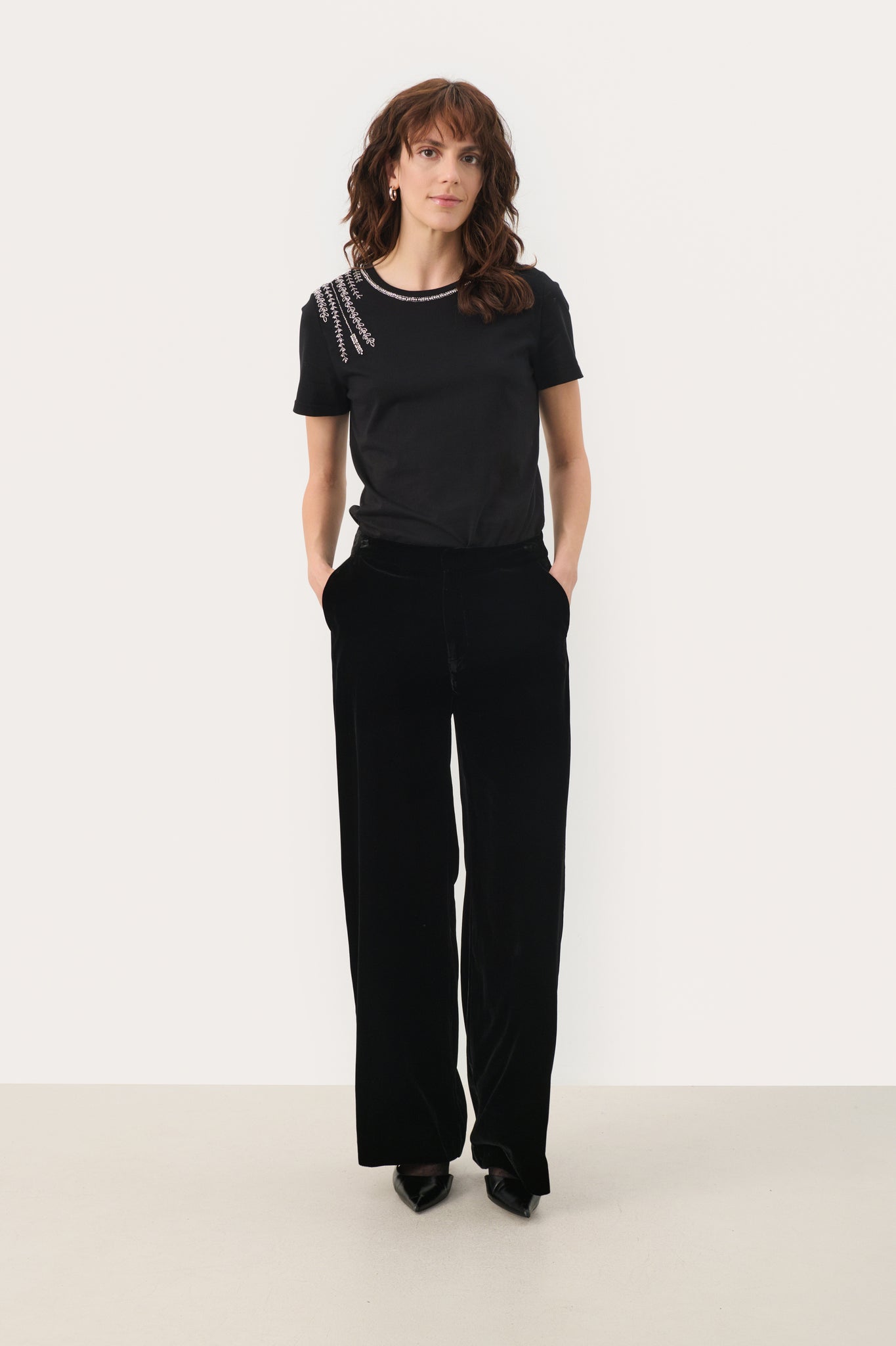 Part Two Ninnea Velvet Trouser, Black