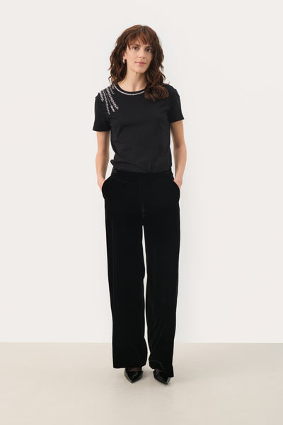 Part Two Ninnea Velvet Trousers, Black