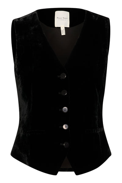 Part Two Malene Velvet Waistcoat, Black